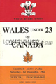 Wales U23 Canada 1962 memorabilia